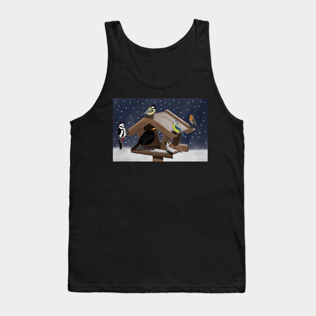 Birds at the Feeder Illustration Tank Top by jzbirds